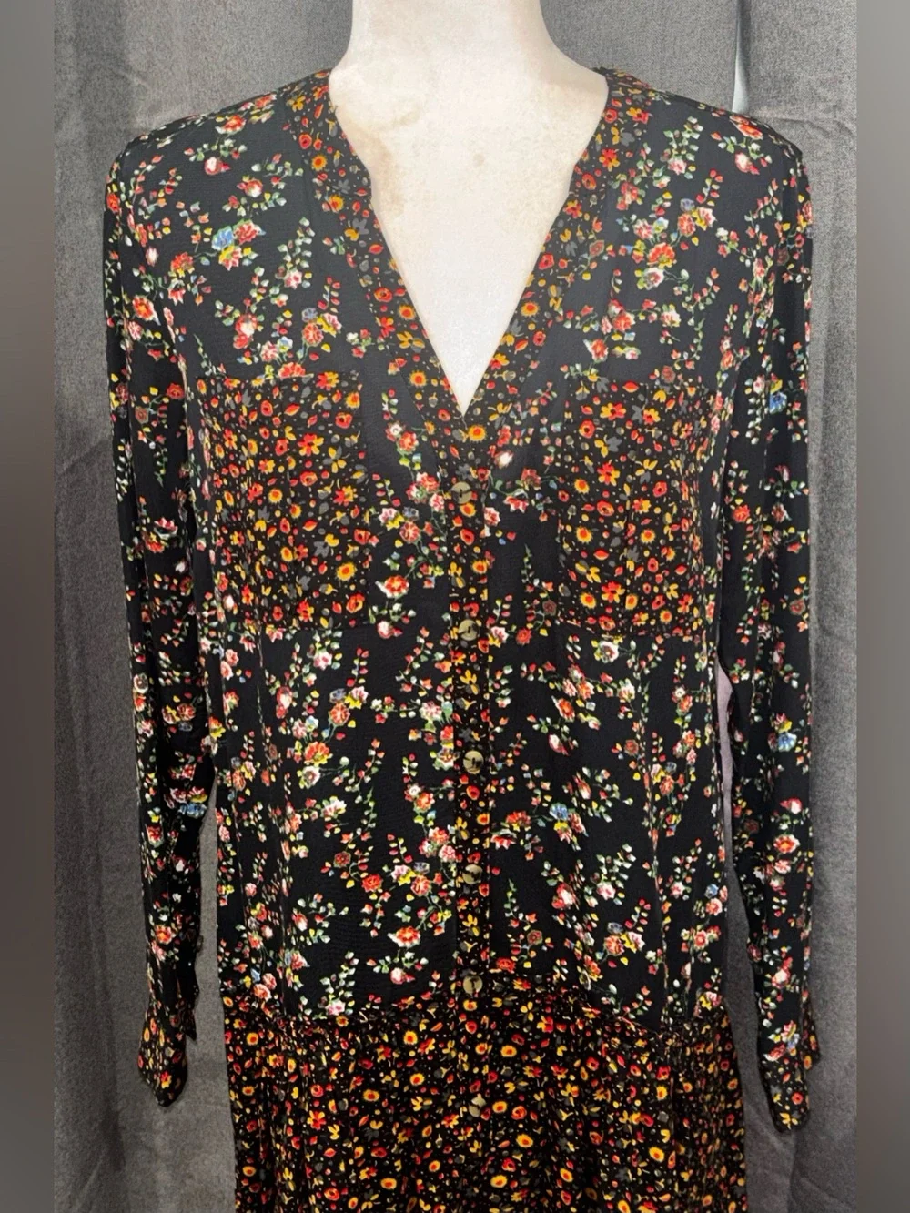 NWT Anthropologie Maeve Marlie Button Front Floral Tunic Dress Bohemian Size 4 - Picture 2 of 11